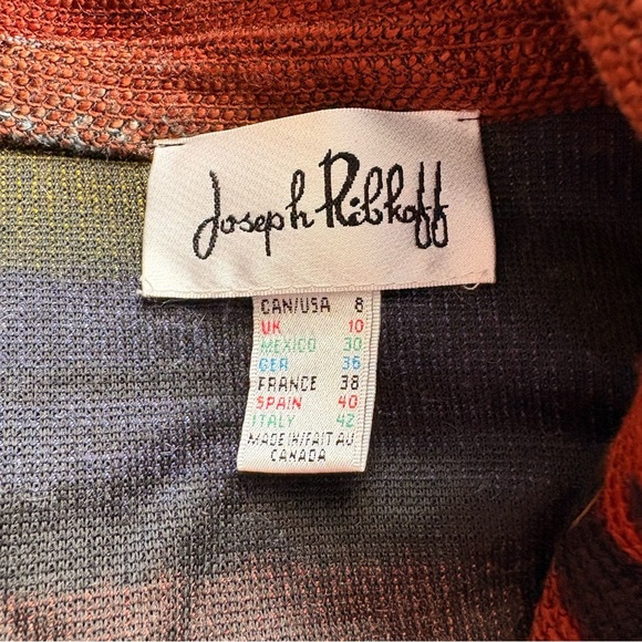Joseph Ribkoff Abstract Stripe Waterfall Collar Jacket Size 8 Multicolour - Picture 6 of 7